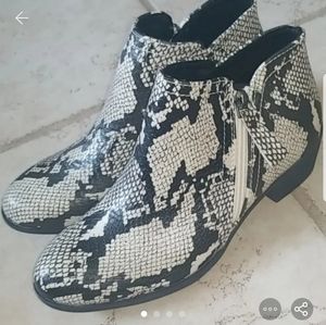 Snakeskin leather booties